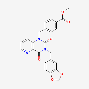 molecular formula C24H19N3O6 B2665561 methyl 4-((3-(benzo[d][1,3]dioxol-5-ylmethyl)-2,4-dioxo-3,4-dihydropyrido[3,2-d]pyrimidin-1(2H)-yl)methyl)benzoate CAS No. 921798-57-4