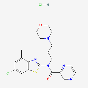 molecular formula C20H23Cl2N5O2S B2665566 N-(6-chloro-4-methylbenzo[d]thiazol-2-yl)-N-(3-morpholinopropyl)pyrazine-2-carboxamide hydrochloride CAS No. 1396782-18-5