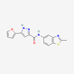 molecular formula C16H12N4O2S B2665568 5-(furan-2-yl)-N-(2-methylbenzo[d]thiazol-5-yl)-1H-pyrazole-3-carboxamide CAS No. 1240278-67-4