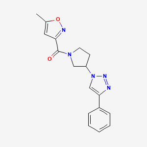 molecular formula C17H17N5O2 B2665572 (5-methylisoxazol-3-yl)(3-(4-phenyl-1H-1,2,3-triazol-1-yl)pyrrolidin-1-yl)methanone CAS No. 2034244-38-5