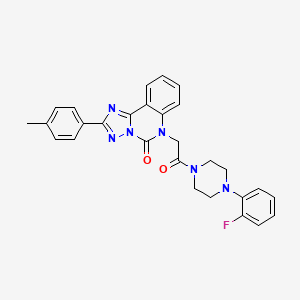 molecular formula C28H25FN6O2 B2665574 6-{2-[4-(2-氟苯基)哌嗪-1-基]-2-氧代乙基}-2-(4-甲基苯基)[1,2,4]三唑并[1,5-c]喹唑-5(6H)-酮 CAS No. 951578-74-8