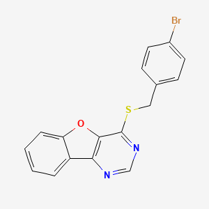 molecular formula C17H11BrN2OS B2665585 4-((4-Bromobenzyl)thio)benzofuro[3,2-d]pyrimidine CAS No. 851130-47-7