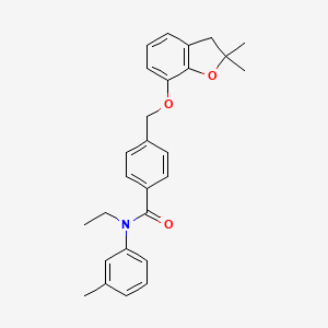 molecular formula C27H29NO3 B2665592 4-(((2,2-dimethyl-2,3-dihydrobenzofuran-7-yl)oxy)methyl)-N-ethyl-N-(m-tolyl)benzamide CAS No. 921881-33-6