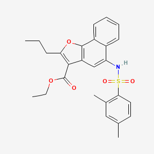 molecular formula C26H27NO5S B2665599 Ethyl 5-{[(2,4-dimethylphenyl)sulfonyl]amino}-2-propylnaphtho[1,2-b]furan-3-carboxylate CAS No. 442553-43-7