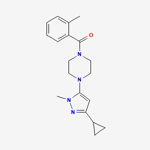 molecular formula C19H24N4O B2665611 (4-(3-cyclopropyl-1-methyl-1H-pyrazol-5-yl)piperazin-1-yl)(o-tolyl)methanone CAS No. 2034448-54-7