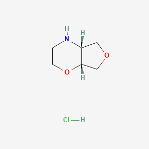 molecular formula C6H12ClNO2 B2665616 (4Ar,7aR)-3,4,4a,5,7,7a-六氢-2H-呋喃[3,4-b][1,4]噁嗪;盐酸盐 CAS No. 2413848-79-8