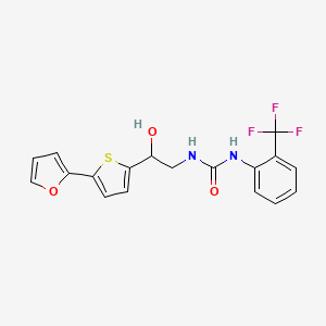 molecular formula C18H15F3N2O3S B2665620 1-[2-[5-(Furan-2-yl)thiophen-2-yl]-2-hydroxyethyl]-3-[2-(trifluoromethyl)phenyl]urea CAS No. 2320533-54-6