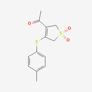 molecular formula C13H14O3S2 B2665621 1-[4-(4-甲基苯基)硫醇-1,1-二氧-2,5-二氢噻吩-3-基]乙酮 CAS No. 339022-67-2