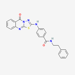 molecular formula C24H19N5O2S B2665622 4-({5-oxo-5H-[1,3,4]thiadiazolo[2,3-b]quinazolin-2-yl}amino)-N-(2-phenylethyl)benzamide CAS No. 1114647-03-8