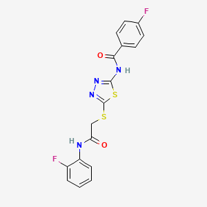 molecular formula C17H12F2N4O2S2 B2665624 4-fluoro-N-(5-((2-((2-fluorophenyl)amino)-2-oxoethyl)thio)-1,3,4-thiadiazol-2-yl)benzamide CAS No. 392298-60-1
