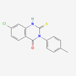 molecular formula C15H11ClN2OS B2665626 7-Chloro-3-(4-methylphenyl)-2-sulfanyl-3,4-dihydroquinazolin-4-one CAS No. 13165-16-7