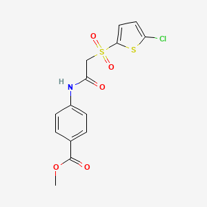 molecular formula C14H12ClNO5S2 B2665629 Methyl 4-({[(5-chloro-2-thienyl)sulfonyl]acetyl}amino)benzoate CAS No. 1021046-72-9