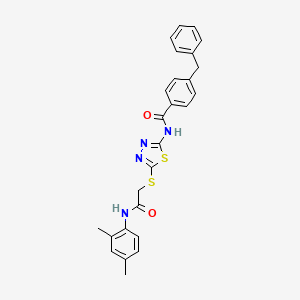 molecular formula C26H24N4O2S2 B2665642 4-苯甲基-N-(5-((2-((2,4-二甲基苯基)氨基)-2-氧代乙基)硫代)-1,3,4-噻二唑-2-基)苯甲酰胺 CAS No. 392295-83-9
