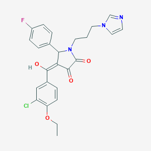 molecular formula C25H23ClFN3O4 B266566 4-(3-chloro-4-ethoxybenzoyl)-5-(4-fluorophenyl)-3-hydroxy-1-[3-(1H-imidazol-1-yl)propyl]-1,5-dihydro-2H-pyrrol-2-one 