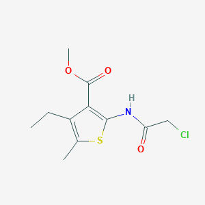 molecular formula C11H14ClNO3S B2665667 甲基 2-[(氯乙酰)氨基]-4-乙基-5-甲基硫代吡噻-3-甲酸酯 CAS No. 544428-38-8