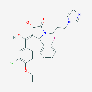 molecular formula C25H23ClFN3O4 B266567 4-[(3-chloro-4-ethoxyphenyl)carbonyl]-5-(2-fluorophenyl)-3-hydroxy-1-[3-(1H-imidazol-1-yl)propyl]-1,5-dihydro-2H-pyrrol-2-one 