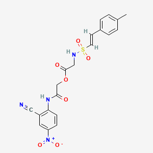 molecular formula C20H18N4O7S B2665671 [2-(2-cyano-4-nitroanilino)-2-oxoethyl] 2-[[(E)-2-(4-methylphenyl)ethenyl]sulfonylamino]acetate CAS No. 877941-79-2