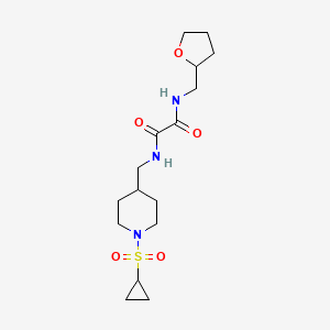 molecular formula C16H27N3O5S B2665673 N1-((1-(cyclopropylsulfonyl)piperidin-4-yl)methyl)-N2-((tetrahydrofuran-2-yl)methyl)oxalamide CAS No. 1327253-81-5