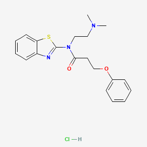 molecular formula C20H24ClN3O2S B2665675 N-(benzo[d]thiazol-2-yl)-N-(2-(dimethylamino)ethyl)-3-phenoxypropanamide hydrochloride CAS No. 1216649-03-4