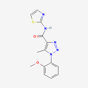 molecular formula C14H13N5O2S B2665689 1-(2-methoxyphenyl)-5-methyl-N-(1,3-thiazol-2-yl)triazole-4-carboxamide CAS No. 871323-54-5