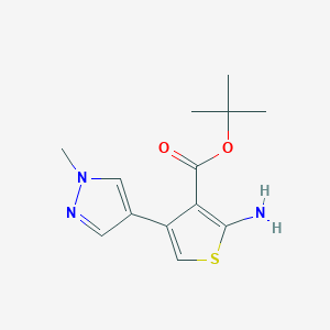 molecular formula C13H17N3O2S B2665692 tert-butyl 2-amino-4-(1-methyl-1H-pyrazol-4-yl)thiophene-3-carboxylate CAS No. 1556208-90-2