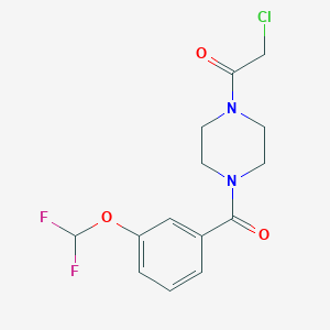 molecular formula C14H15ClF2N2O3 B2665698 2-Chloro-1-[4-[3-(difluoromethoxy)benzoyl]piperazin-1-yl]ethanone CAS No. 2411235-63-5