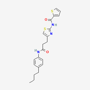 molecular formula C21H23N3O2S2 B2665704 N-(4-(3-((4-butylphenyl)amino)-3-oxopropyl)thiazol-2-yl)thiophene-2-carboxamide CAS No. 1021133-39-0