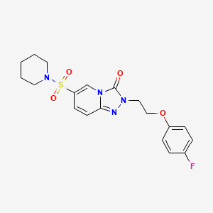 molecular formula C19H21FN4O4S B2665709 2-[2-(4-fluorophenoxy)ethyl]-6-(piperidin-1-ylsulfonyl)[1,2,4]triazolo[4,3-a]pyridin-3(2H)-one CAS No. 1251692-76-8
