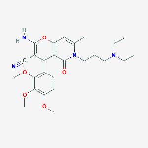 molecular formula C26H34N4O5 B266571 2-amino-6-[3-(diethylamino)propyl]-7-methyl-5-oxo-4-(2,3,4-trimethoxyphenyl)-5,6-dihydro-4H-pyrano[3,2-c]pyridine-3-carbonitrile 