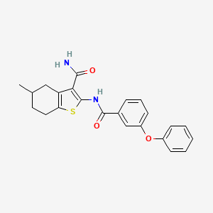 molecular formula C23H22N2O3S B2665718 5-甲基-2-(3-苯氧基苯甲酰氨基)-4,5,6,7-四氢苯并[b]噻吩-3-甲酰胺 CAS No. 392239-12-2