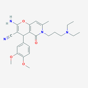 molecular formula C25H32N4O4 B266572 2-amino-6-[3-(diethylamino)propyl]-4-(3,4-dimethoxyphenyl)-7-methyl-5-oxo-5,6-dihydro-4H-pyrano[3,2-c]pyridine-3-carbonitrile 