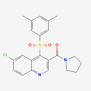 {6-Chloro-4-[(3,5-dimethylphenyl)sulfonyl]-3-quinolyl}(1-pyrrolidinyl)methanone