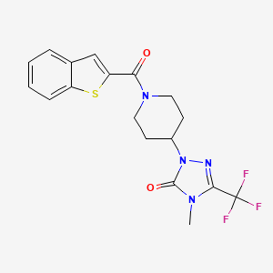 molecular formula C18H17F3N4O2S B2665724 1-(1-(苯并[b]噻吩-2-甲酰)哌啶-4-基)-4-甲基-3-(三氟甲基)-1H-1,2,4-三唑-5(4H)-酮 CAS No. 2034511-72-1