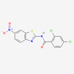 molecular formula C14H7Cl2N3O3S B2665726 2,4-Dichloro-N-(6-nitro-1,3-benzothiazol-2-yl)benzamide CAS No. 312747-20-9