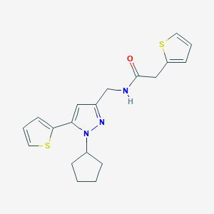 N-((1-cyclopentyl-5-(thiophen-2-yl)-1H-pyrazol-3-yl)methyl)-2-(thiophen-2-yl)acetamide