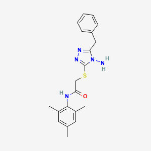 molecular formula C20H23N5OS B2665733 2-[(4-amino-5-benzyl-4H-1,2,4-triazol-3-yl)sulfanyl]-N-(2,4,6-trimethylphenyl)acetamide CAS No. 898607-09-5