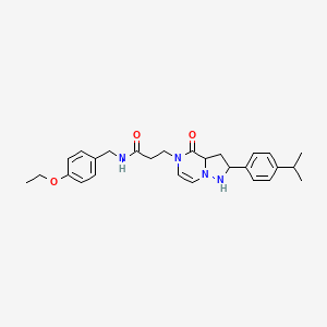 molecular formula C27H30N4O3 B2665734 N-[(4-ethoxyphenyl)methyl]-3-{4-oxo-2-[4-(propan-2-yl)phenyl]-4H,5H-pyrazolo[1,5-a]pyrazin-5-yl}propanamide CAS No. 1326909-59-4