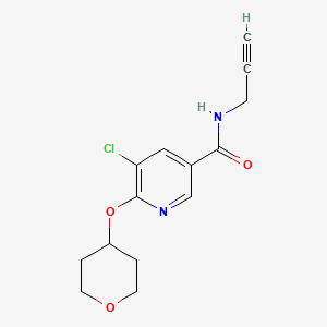 molecular formula C14H15ClN2O3 B2665735 5-chloro-N-(prop-2-yn-1-yl)-6-((tetrahydro-2H-pyran-4-yl)oxy)nicotinamide CAS No. 1904214-67-0