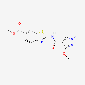 molecular formula C15H14N4O4S B2665739 methyl 2-(3-methoxy-1-methyl-1H-pyrazole-4-carboxamido)benzo[d]thiazole-6-carboxylate CAS No. 1207050-20-1