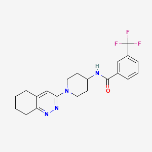 molecular formula C21H23F3N4O B2665743 N-(1-(5,6,7,8-tetrahydrocinnolin-3-yl)piperidin-4-yl)-3-(trifluoromethyl)benzamide CAS No. 1903776-61-3