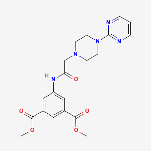 molecular formula C20H23N5O5 B2665752 Methyl 3-(methoxycarbonyl)-5-(2-(4-pyrimidin-2-ylpiperazinyl)acetylamino)benzoate CAS No. 896216-09-4