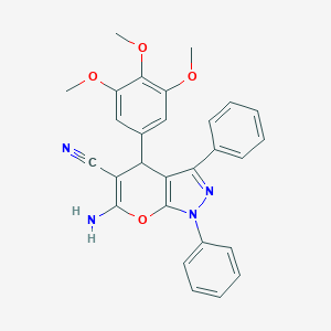 molecular formula C28H24N4O4 B266576 6-amino-1,3-diphenyl-4-(3,4,5-trimethoxyphenyl)-4H-pyrano[2,3-c]pyrazole-5-carbonitrile 