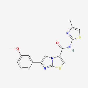 molecular formula C17H14N4O2S2 B2665761 6-(3-methoxyphenyl)-N-(4-methylthiazol-2-yl)imidazo[2,1-b]thiazole-3-carboxamide CAS No. 1021218-31-4