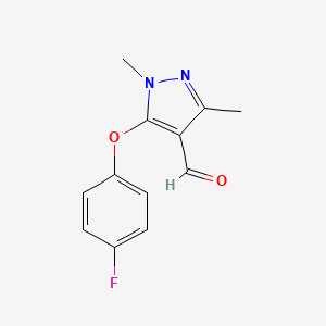 molecular formula C12H11FN2O2 B2665764 5-(4-Fluorophenoxy)-1,3-dimethylpyrazol-4-carbaldehyde CAS No. 109925-17-9