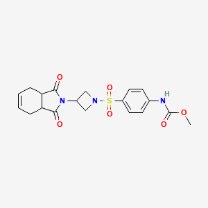molecular formula C19H21N3O6S B2665767 methyl (4-((3-(1,3-dioxo-3a,4,7,7a-tetrahydro-1H-isoindol-2(3H)-yl)azetidin-1-yl)sulfonyl)phenyl)carbamate CAS No. 1798490-89-7