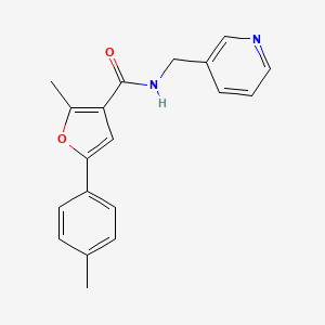 molecular formula C19H18N2O2 B2665779 2-methyl-5-(4-methylphenyl)-N-(pyridin-3-ylmethyl)furan-3-carboxamide CAS No. 951895-64-0