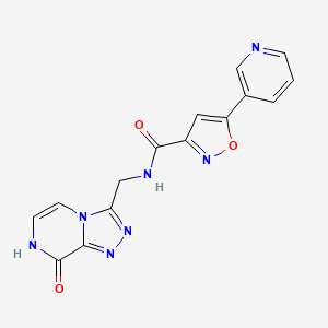 molecular formula C15H11N7O3 B2665793 N-((8-hydroxy-[1,2,4]triazolo[4,3-a]pyrazin-3-yl)methyl)-5-(pyridin-3-yl)isoxazole-3-carboxamide CAS No. 2034281-12-2