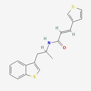 molecular formula C18H17NOS2 B2665795 (E)-N-(1-(benzo[b]thiophen-3-yl)propan-2-yl)-3-(thiophen-3-yl)acrylamide CAS No. 2035008-03-6