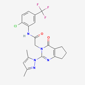 molecular formula C21H19ClF3N5O2 B2665803 N-(2-氯-5-(三氟甲基)苯基)-2-(2-(3,5-二甲基-1H-吡唑-1-基)-4-氧代-4,5,6,7-四氢-3H-环戊二嘧啶-3-基)乙酰胺 CAS No. 1019102-22-7