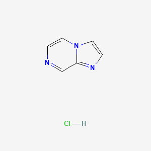 molecular formula C6H6ClN3 B2665810 咪唑并[1,2-a]吡嗪；盐酸盐 CAS No. 2380041-89-2